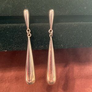925 Sterling Silver 2 1/4” Long Tear Drop Earrings with makers mark